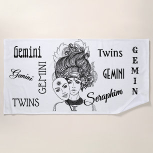 Personal Gemini Mask Lady Zodiac Strandlaken