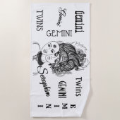 Personal Gemini Mask Lady Zodiac Strandlaken (Voorkant)