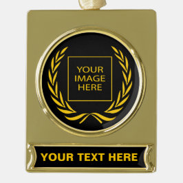 Personal Golden Laurel Wreath Verguld Banner Ornament