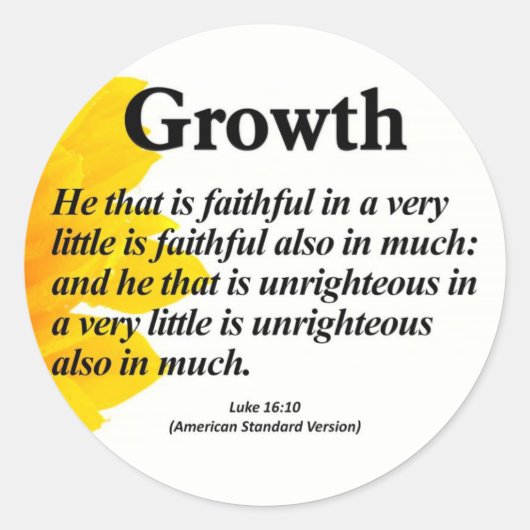 Personal Growth Luke 16:10 Ronde Sticker (Voorkant)