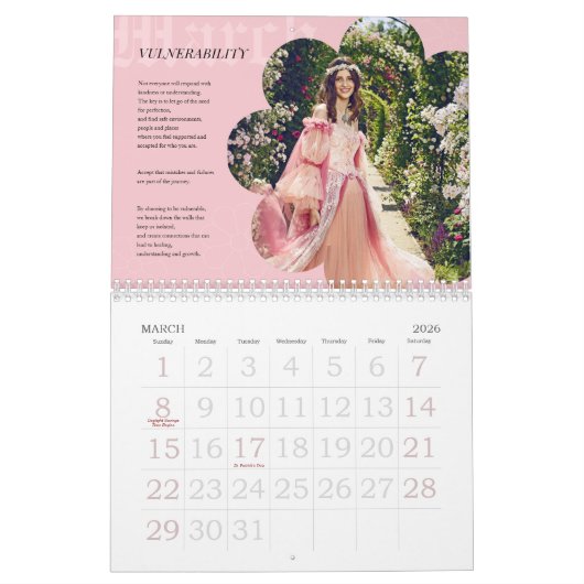 Personal growth motivational calendar kalender (Mar 2026)