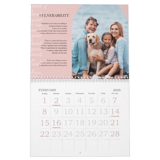 Personal growth motivational calendar kalender (Feb 2026)