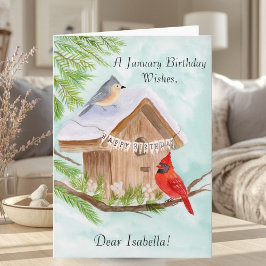 Personal Happy January Birthday With Birds at Bird Kaart