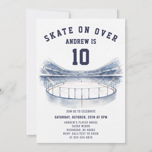 Personal Hockey Theme Birthday Party Invitation Kaart (Voorkant)