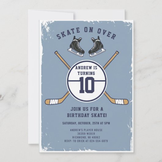 Personal Hockey Theme Birthday Party Invitation Kaart (Voorkant)