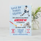 Personal Ice Hockey Birthday Invitation Kaart (Staand voorkant)