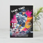 Personal Ice Hockey Sport Birthday Party Kaart (Staand voorkant)