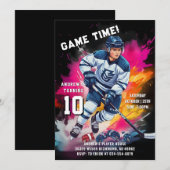 Personal Ice Hockey Sport Birthday Party Kaart (Voorkant / Achterkant)