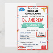 Personal Kids Doctor Pretend Birthday Party Kaart (Voorkant / Achterkant)