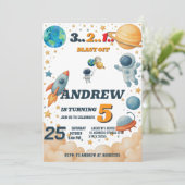 Personal Kids Outer Space Digital Birthday Kaart (Staand voorkant)