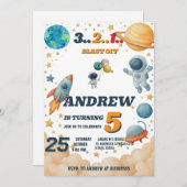 Personal Kids Outer Space Digital Birthday Kaart (Voorkant / Achterkant)