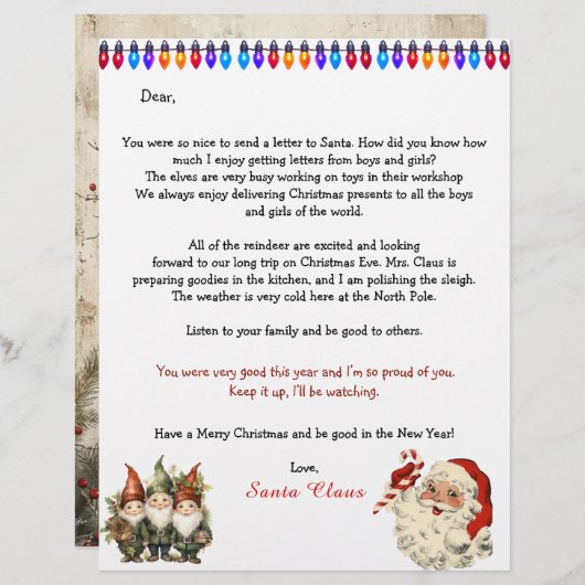 Personal Letter From Santa Claus Lights Elves (Voorkant / Achterkant)