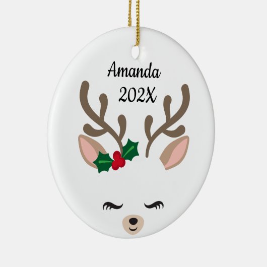 Personal Little Reindeer Keramisch Ornament (Rechts)