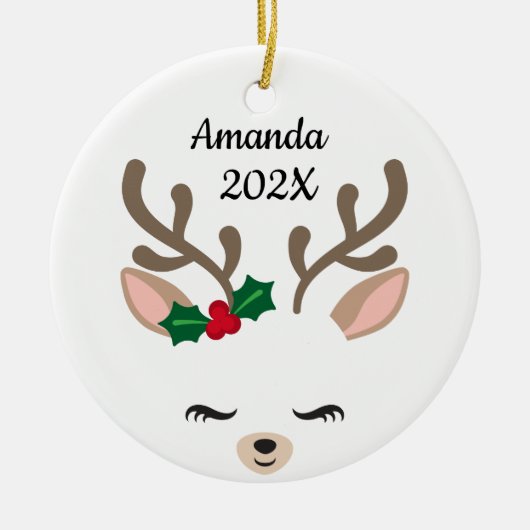 Personal Little Reindeer Keramisch Ornament (Voorkant)