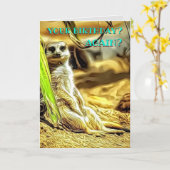 Personal Meerkat Funny Birthday PhotoArt & Message Kaart (Gele Bloem)