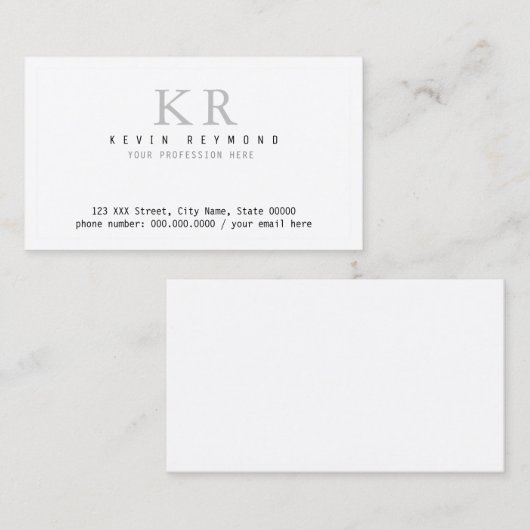 Personal Minimalist Basic White Visitekaartje (Voorkant / Achterkant)