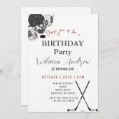 Personal Minimalistic Hockey Birthday Party Kaart (Voorkant / Achterkant)