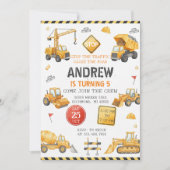 Personal Modern Construction Birthday Party Kaart (Voorkant)