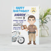 Personal Modern Cop Party birthday invitation Kaart (Staand voorkant)