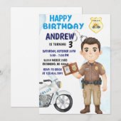 Personal Modern Cop Party birthday invitation Kaart (Voorkant / Achterkant)