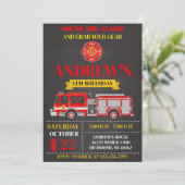 Personal Modern Firefighter Birthday Invitation Kaart (Staand voorkant)