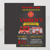 Personal Modern Firefighter Birthday Invitation Kaart (Voorkant / Achterkant)