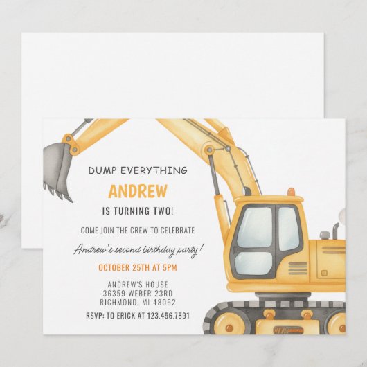 Personal Modern Simple Construction Birthday Kaart (Voorkant / Achterkant)