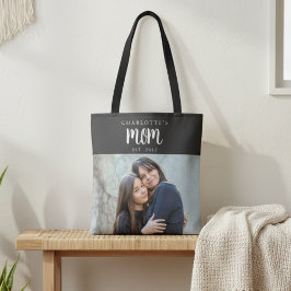 Personal Mom Established from Child Photo Name Tote Bag