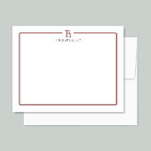 Personal Monogram Initiaal Stationery Donkerrood Notitiekaartje