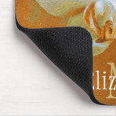 Personal Monogram White Orchid Golden Green Back Muismat (Hoek)