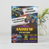 Personal Monster Truck Birthday party Kaart (Staand voorkant)