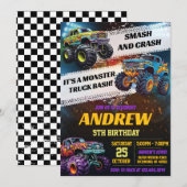 Personal Monster Truck Birthday party Kaart (Voorkant / Achterkant)