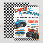 Personal Monster Truck Boy Birthday Invitation Kaart (Voorkant / Achterkant)