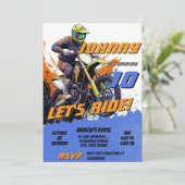 Personal Motocross Boy Motorbike Birthday Party Kaart (Staand voorkant)