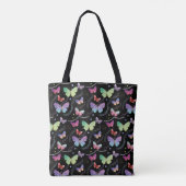 Personal Name Elegant Purple Bright Butterflies  Tote Bag (Achterkant)