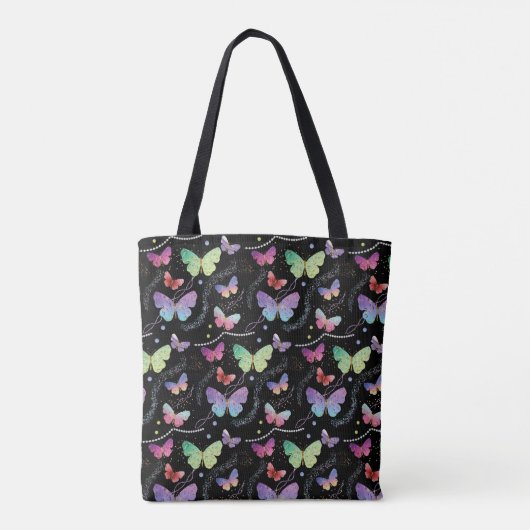 Personal Name Elegant Purple Bright Butterflies  Tote Bag (Achterkant)