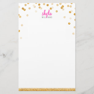 PERSONAL NOTE polka dot confetti bold gold glitter Briefpapier