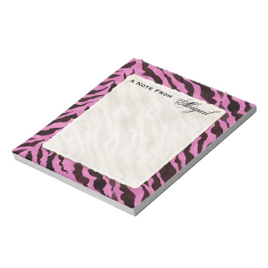 Personal Notes Hot Pink Black Zebra Stripe Print Notitieblok (Linkerzijde)