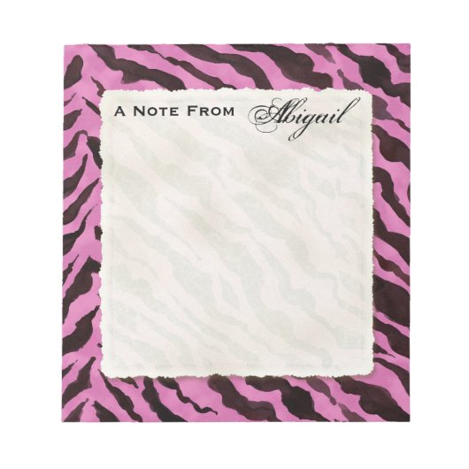 Personal Notes Hot Pink Black Zebra Stripe Print Notitieblok (Voorkant)