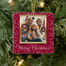 Personal Photo Ceramic Ornament Red Show