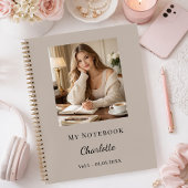 Personal Photo Mocha Taupe Script Journal Notitieboek