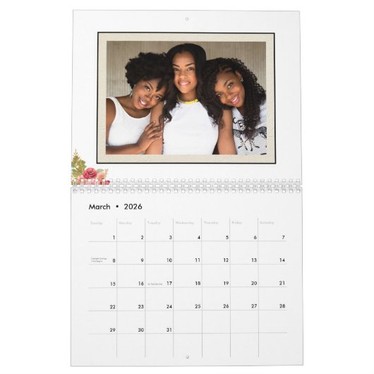 Personal Photos with small Frame and Flowers Kalender (Mar 2026)