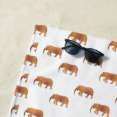 Personal Pink Elephants Pattern Gold White Strandlaken (In situ)