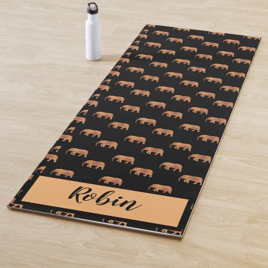 Personal Pink Elephants Pattern Gold Yogamat (In situ)