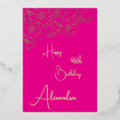 Personal Pink & Gold Genoemd & Aged Verjaardag Kaa Folie Uitnodiging (Voorkant)