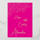 Personal Pink & Gold Genoemd & Aged Verjaardag Kaa Folie Uitnodiging (Voorkant)