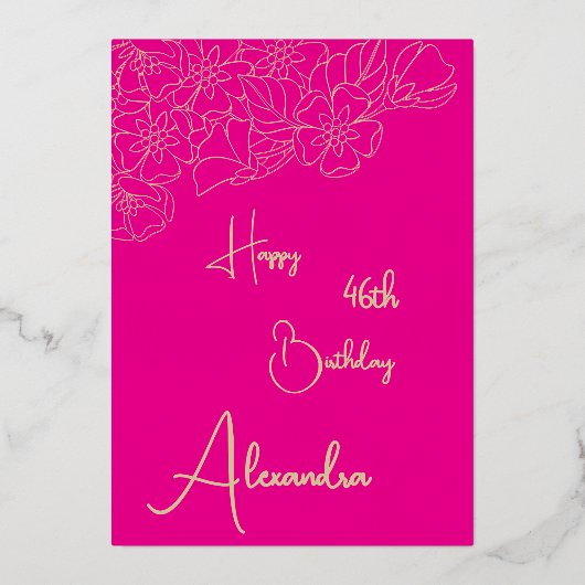 Personal Pink & Gold Genoemd & Aged Verjaardag Kaa Folie Uitnodiging (Voorkant)