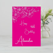 Personal Pink & Silver Genoemd & Aged Verjaardag K Folie Uitnodiging (Staand Voorkant)