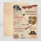 Personal Pirate Birthday Party Invitation Card Kaart (Voorkant / Achterkant)