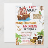 Personal Pirate Birthday Party Invitation Card Kaart (Voorkant / Achterkant)